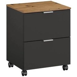 Stylife Rollcontainer , Graphitfarben, Eiche Artisan , Metall , 2 Schubladen , 40x52x42 cm , Blauer Engel, Goldenes M, Made in Germany , Beimöbel erhältlich , Büromöbel, Schreibtischcontainer, Rollcontainer