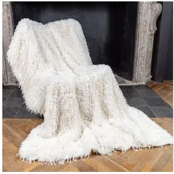 Wohndecke Felldecke Star Home Wohndecke Webpelz Emu Vogel natur 150x200, Star Home Textil, Hergestellt in Deutschland beige