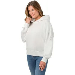Gio Milano Sweatshirt G25-1111 Sweater mit Kapuze mit Strassbesatz weiß L