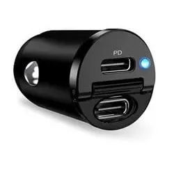 Mini 30W Power Delivery 2 x USB-C Car Charger - Black