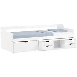 Homestyle4u Kinderbett mit Stauraum 90/200 cm weiß , Weiß , Holz , Kiefer , 90x66x200 cm , Babymöbel & Kindermöbel, Kinderzimmer & Jugendzimmer, Kinderbetten