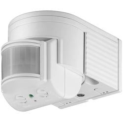 Infrarot Bewegungsmelder zur Aufputz-Wandmontage, 180° Erfassung, 12 m Reichweite, für Außen (IP44), LED-geeignet