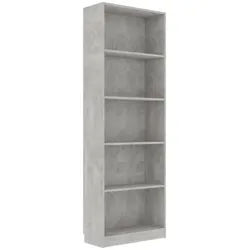 vidaXL Bücherregal 60 x 24 x 175 cm Bücherregal 5 Fächer Betongrau 60x24x175 cm Spanplatt grau