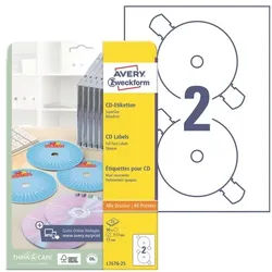 Avery Zweckform 50er-Pack CD-/DVD-Label »L7676-25« weiß