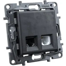 Computersteckdose RJ45 + Telefonsteckdose RJ11 schwarz Niloe Step 2359