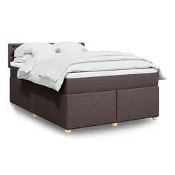 vidaXL Boxspringbett, Boxspringbett mit Matratze Dunkelbraun 140x190 cm Stoff