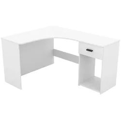 Masseno Schreibtisch Cantone 155x125x75 cm Bürotisch Computertisch, Weiß , Holzwerkstoff , Rechteckig , 155x75x125 cm , Büromöbel, Schreibtische, Schreibtische