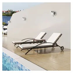 furnicato Gartenliege Rattan-Sonnenliegen-Set Braun 200x65x39 cm mit Tisch, 1 St. braun