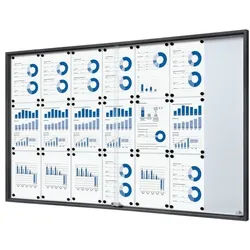 Showdown Displays Abschließbarer Schaukasten »SLIM« 21x A4 grau, 156.6x94.8x5 cm