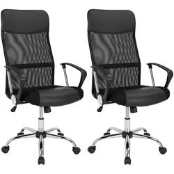 Bürostuhl Deluxe 2er-Set Schwarz mit Netz