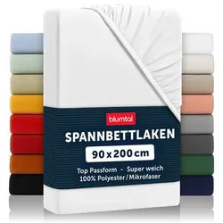 Blumtal Spannbettlaken 2er-Set 90/200/30 cm Weiß , Textil , Uni , 90x200 cm , Oeko-Tex® Standard 100 , Heimtextilien, Bettwäsche & Leintücher, Leintücher, Bettlaken