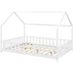 [en.casa] Hausbett Sisimiut mit Matratze , Weiß , Textil , Kiefer , 120x200 cm , Babymöbel & Kindermöbel, Kinderzimmer & Jugendzimmer, Kinderbetten, Spielbetten