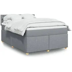 vidaXL Boxspringbett, Boxspringbett mit Matratze Hellgrau 140x190 cm Stoff