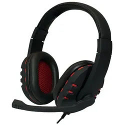 LogiLink HS0033 Stereo-Headset (USB, integrierte Steuerung, Over Ear, 2 m Kabel, Schwarz / Rot) rot|schwarz