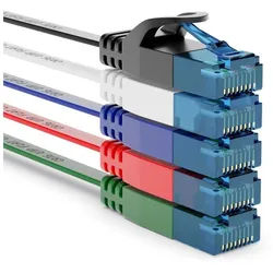 deleyCON 5x 0,25m CAT6 Flaches Netzwerkkabel 1,5mm Flachbandkabel U-UTP RJ45 LAN-Kabel