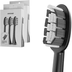 Zahnheld Bürstenkopf Basic Medium schwarz (6 Stück) - mittelharte Wechselköpfe Zahnbürste 2 St