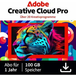 Adobe Creative Cloud Pro, 1 Jahr, 100GB Cloud-Speicher, PC/Mac