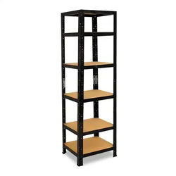 shelfplaza BLACK 200x23x23 cm Schwerlastregal in schwarz mit 6 Böden und 145 kg Traglast pro Boden