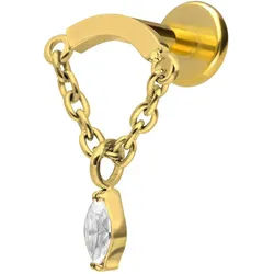 Titan Labret mit Innengewinde BOGEN + KETTE + KRISTALLTROPFEN