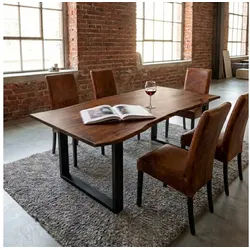 SAM® Baumkantentisch Kapalua, Baumkante, Akazienholz massiv, nussbaumfarben, bis 3 Meter lieferbar braun 180 cm x 77 cm x 90 cm