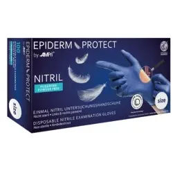 Epiderm Protect Nitrilhandschuhe, puderfrei, blau, Unsterile Einmalhandschuhe mit Fingerspitzentexturierung, 1 Packung = 100 Stück, Größe M