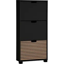 Schildmeyer Schuhschrank Ryker Schuhschrank, Breite 59 cm (1-St) eine Klappe in Akustikplatten-Optik, Platz für 9 Paar Schuhe schwarz 59,8 cm x 124 cm x 19,55 cm