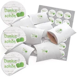 Logbuch-Verlag Aufkleber 24 kleine Geschenkboxen Holz Optik weiß 14,5 x 10,5 cm ca. 3 cm + 24