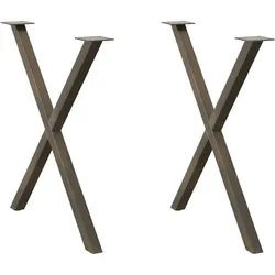 vidaXL Esstischbeine X-Form 2 Stk. Naturstahl 80x(72-73) cm Stahl