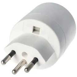 Schweiz-Adapter weiss von Schukokupplung auf schweizer Stecker 230 Volt mit Erdleiter und 10A