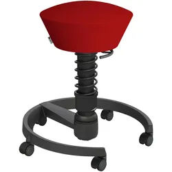 Aeris Bürohocker , Rot, Schwarz , Metall, Textil , Rollen, C-Form, rund , 55x45.66x55 cm , Made in Germany, Oeko-Tex® Standard 100, AGR-geprüft , Büromöbel, Bürostühle, Bürohocker