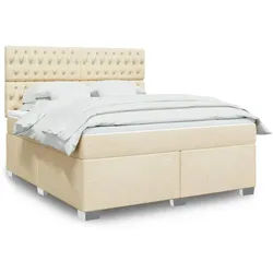 vidaXL Boxspringbett, Boxspringbett mit Matratze Creme 180x200 cm Stoff