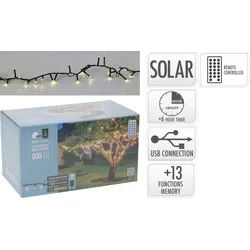 Solar LED-Lichterkette, 800 LEDs, warmweiß, 18,90m, 14 Funktionen, Innen/Außen
