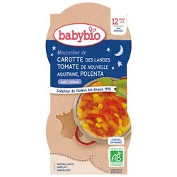 Babybio Mousseline DE Carotte DES Landes Tomate DE Nouvelle-Aquitaine Polenta Origan ab 12 Monaten