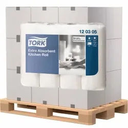 Tork Premium Küchenrolle 26 x 25 cm, Hochweißes und saugstarkes 3-lagiges Küchenkrepp mit je 51 Blatt, 1 Palette = 14 Pakete á 2.448 Blatt