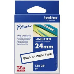 Original Brother TZE-251 Schriftband 24mm/8m Schwarz auf Weiss