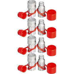 VEVOR Hydraulische Schnellkupplungen Kupplungssatz Schnellkupplung 4 Stk. 1/2 Zoll, Stahl & PVC Hydraulikkupplung Stecker Nicht Verformbar Korrosionsschutz Druckluftkupplung Schnellkupplung Stecker