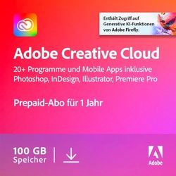 Adobe Creative Cloud All Apps, 1 Jahr, 100GB Cloud-Speicher, PC/Mac