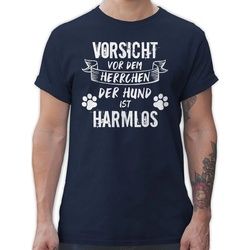 Shirtracer T-Shirt Vorsicht vor dem Herrchen der Hund ist harmlos - Grunge/Vintage - Weiß Geschenk für Hundebesitzer blau 4XL