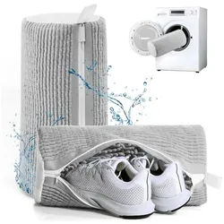 Elegear Wäschenetz 2er Set Wäschesäck für Schuh für Waschmaschine,(1-St., 2), Schuhbeute Schuhwaschbeutelmit Reißverschluss (360° Rundum-Reinigung) grau Ø 18 cm x 38 cm