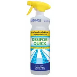 Dr. Schnell Flächendesinfektion DESIFOR-QUICK, begrenzt viruzid, Desinfektionsmittel zur Schnelldesinfektion alkoholbeständiger Oberflächen, 0,5 Liter - Flasche, mit Sprühkopf