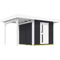 Weka Gartenhaus Designhaus 172 A mit Design-Einzeltüre und Anbau (147 cm) anthrazit Gr. 2 (382 x 301 cm) - 50 % Rabatt auf Dacheindeckung