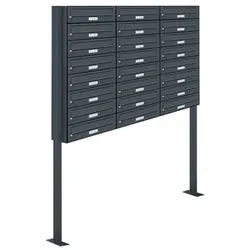 AL BRIEFKASTENSYSTEME Briefkasten, Parteien: 24, Freistehend, BxHxT: 122,9 x 170 x 27,5 cm - grau