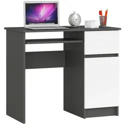 Raumhirsch Furniture Schreibtisch 90 cm Breite - Computertisch 90 cm Breite - Optimale Arbeitsfläche, Hochwertiges Laminat, Stauraum, elegantes Design, Selbstmontage grau 90 cm x 77 cm x 50 cm