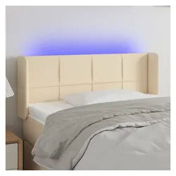vidaXL Bett, LED Kopfteil Creme 93x16x78/88 cm Stoff