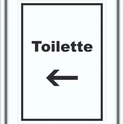 HB-Druck Toilette Schild mit Text und Richtungspfeil links Klo WC hochkant A6 (105x148mm)
