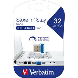 Verbatim USB 3.2 Stick 32GB, Nano Store'n'Stay Typ-A, (R) 80MB/s, (W) 25MB/s, Retail-Blister