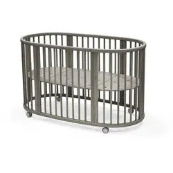 Stokke Gitterbett , Anthrazit , Holz , Buche , massiv , 74x78x141 cm , zum Juniorbett umbaubar, höhenverstellbar, Lattenrost inklusive , Holzmöbel, Holzbetten, Gitterbetten Holz