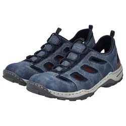 Rieker Slipper Trekking Schuh, Sandale, Sommerschuh mit praktischem Gummizug blau 42 EU