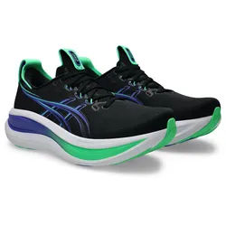 Laufschuh ASICS "GEL-NIMBUS 28", Herren, Gr. 42, schwarz, cobalt burst, Synthetik, Schuhe Laufschuh, mit Knit-Obermaterial, mit FF BLAST PLUS Dämpfung