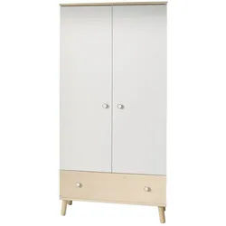 Paidi Drehtürenschrank , Weiß, Birkefarben , Holz , Birke , massiv , 4 Fächer , 1 Schubladen , 96.4x198.7x56.3 cm , Beimöbel erhältlich , Schlafzimmer, Komplette Schlafzimmer und Serien, Schlafzimmerserien